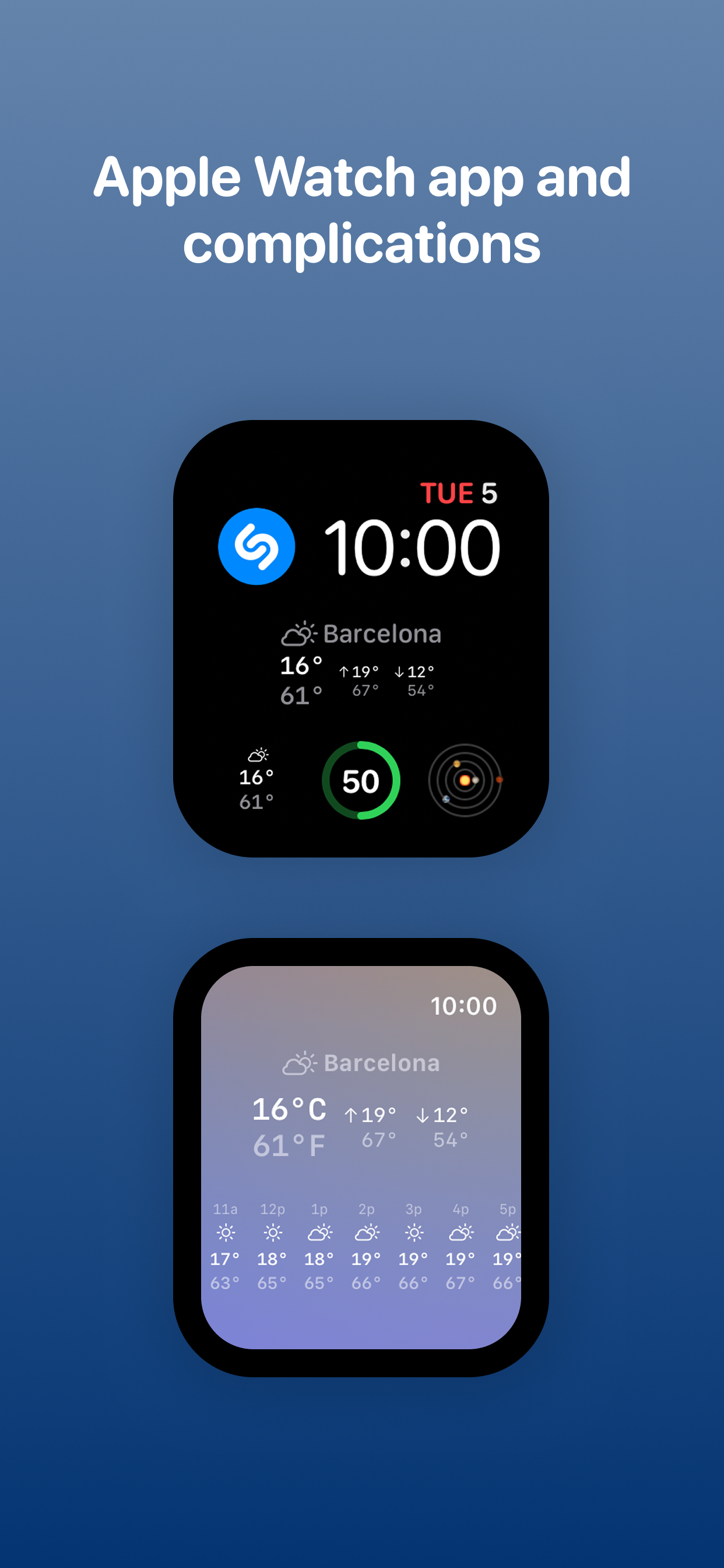 Apple Watch app and complications with Celsius and Fahrenheit