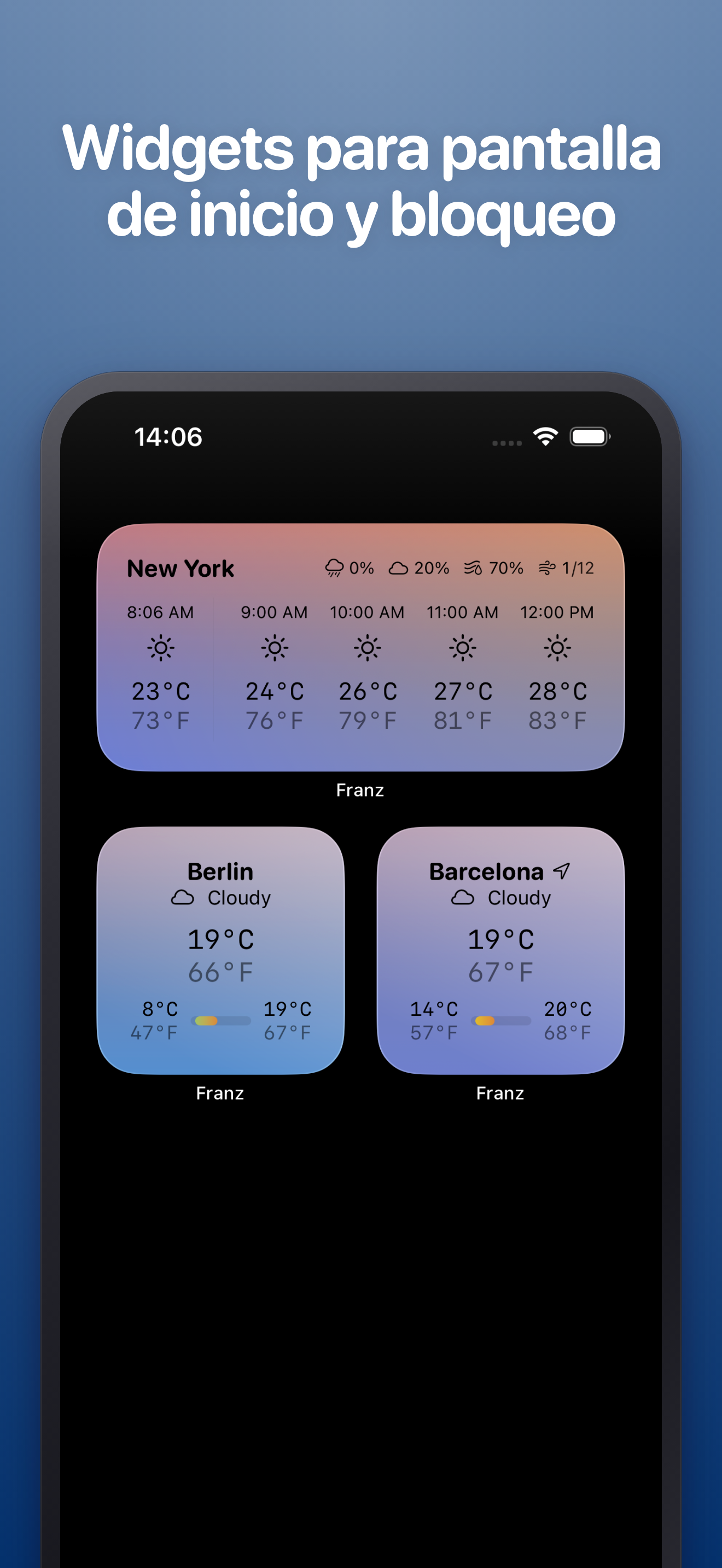 Widgets para pantalla de inicio y bloqueo
