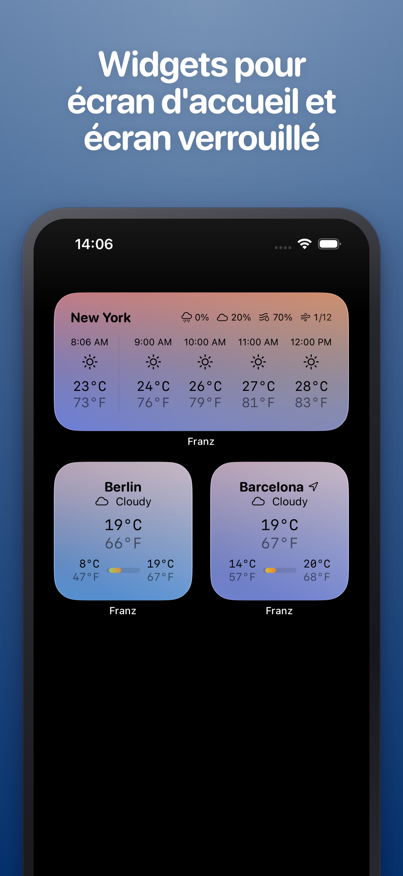 Widgets pour écran d'accueil et écran de verrouillage