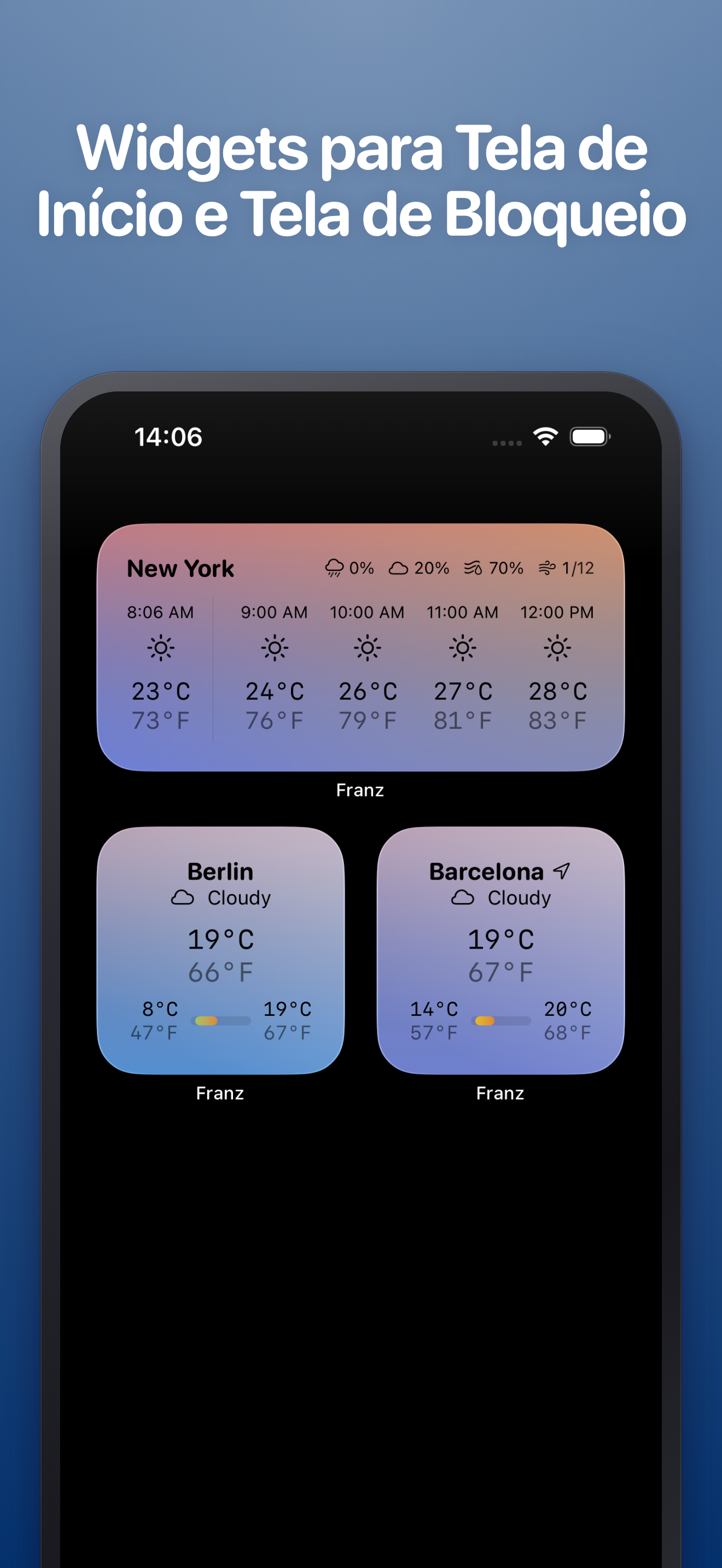 Widgets para Tela de Início e Tela de Bloqueio